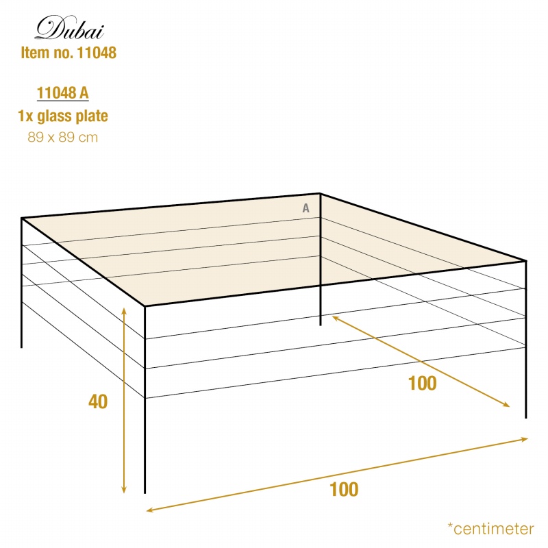 Tafel salon Dubai vierkant zilver