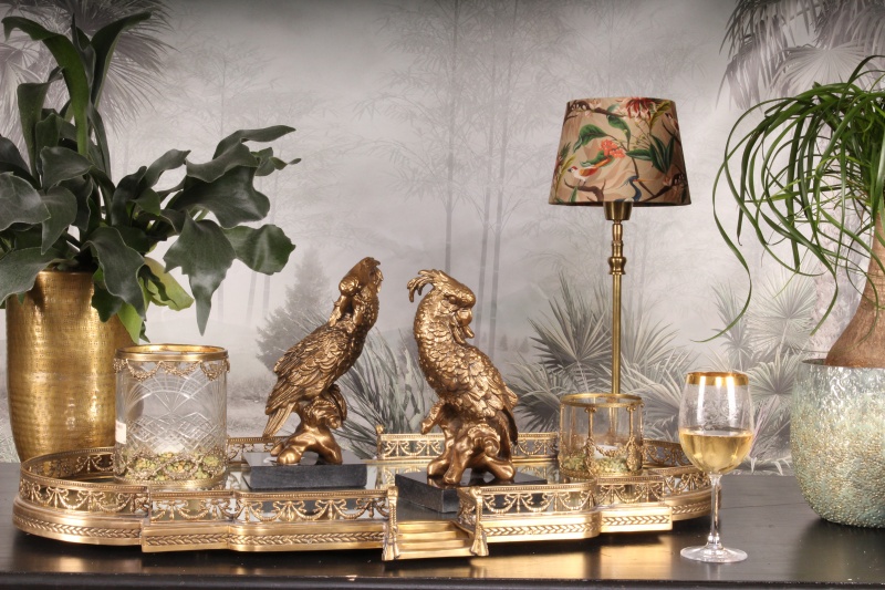 Fig. Papegaai op basis brass 28cm