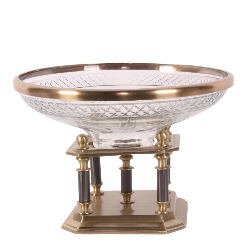 Schaal koper en glas 33 cm