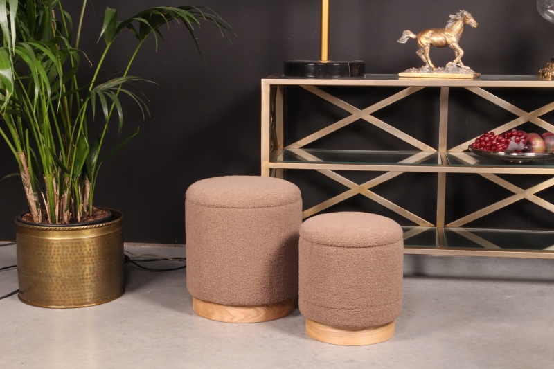 Poef met opbergruimte SET/2 houten onderstel