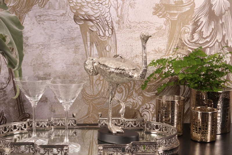 Deco opbergdoos Struisvogel koper 32 cm