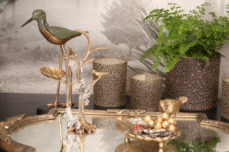 Deco opbergdoos Vogel koper 28 cm